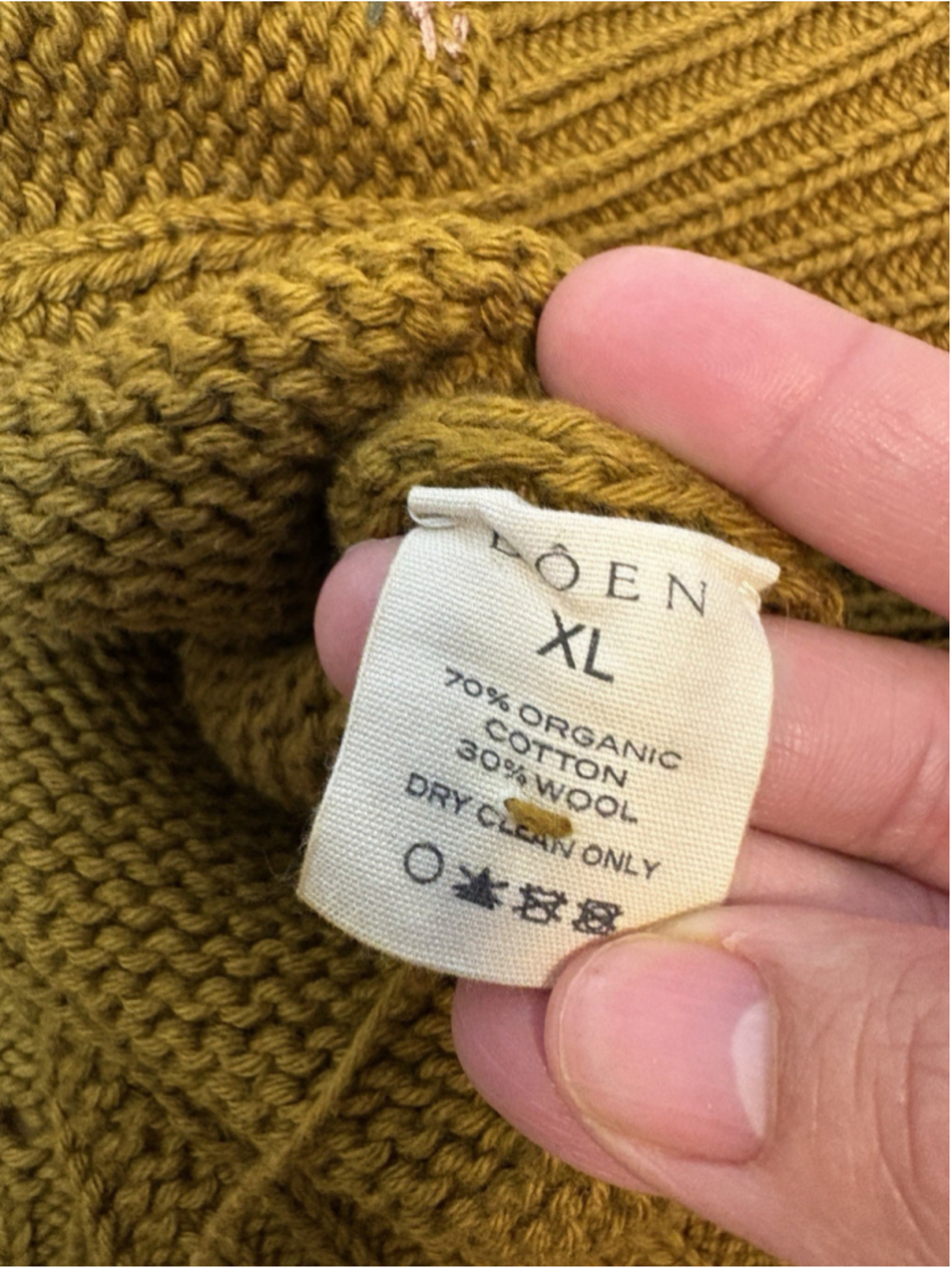 RARE DÔEN Forget Me Not Embroidered Floral Bobble Knit Cardigan Sweater Tan XL - Picture 11 of 14